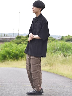 「EMMA CLOTHES（エマクローズ）のアイテム（セットアップ）」を使った、おだまや  さん（メンズ・171cm）の夏コーディネート