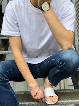 「ユニクロ」｜「アイテム（サンダル）」を使った、やぐさん（メンズ・170cm）の春コーディネート