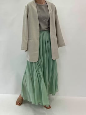 「titivate（ティティベイト）のアイテム（ノーカラージャケット）」を使った、titivateさん（レディース・163cm）の春コーディネート