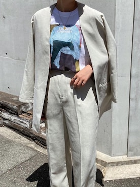 「titivate（ティティベイト）のアイテム（ノーカラージャケット）」を使った、titivateさん（レディース・164cm）の夏コーディネート
