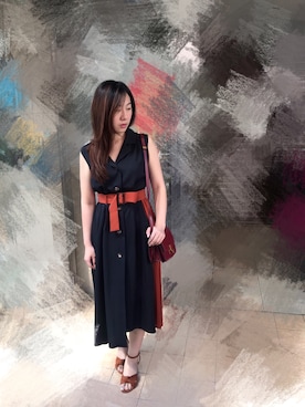 「REDYAZEL（レディアゼル）のアイテム（ジャンパースカート）」を使った、Angelaさん（レディース・161cm）の秋コーディネート