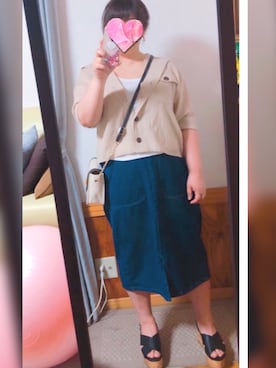 「ぽっちゃり、夏」｜「アイテム（スカート）」を使った、ダフィーさん（レディース・155cm）の夏コーディネート