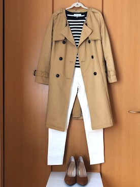 「秋のブラウンスタイル」｜「アイテム（トレンチコート）」を使った、＊k＊さん（レディース・159cm）の秋コーディネート