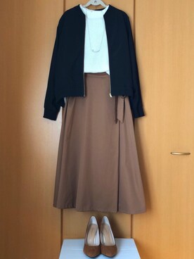 「秋のブラウンスタイル」｜「アイテム（ブルゾン）」を使った、＊k＊さん（レディース・159cm）の秋コーディネート