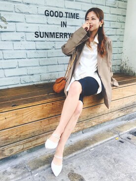 「西裝外套」｜「アイテム（チェスターコート）」を使った、venuskimさん（レディース・158cm）の秋コーディネート