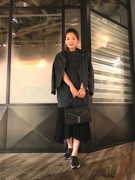 「デニムから始まったライフスタイルブランド」｜「アイテム（ライダースジャケット）」を使った、nanaさん（レディース・167cm）の夏コーディネート