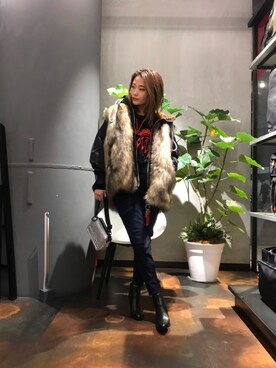 「ディーゼル」｜「アイテム（その他アウター）」を使った、nanaさん（レディース・168cm）の秋コーディネート