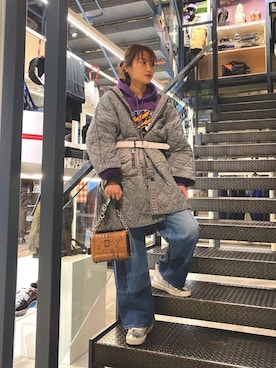 「DIESEL（ディーゼル）のアイテム（ナイロンジャケット）」を使った、nanaさん（レディース・168cm）の秋コーディネート