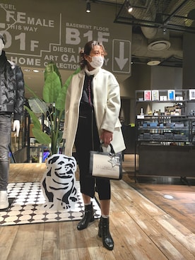 「DIESEL（ディーゼル）のアイテム（その他アウター）」を使った、nanaさん（レディース・168cm）の冬コーディネート