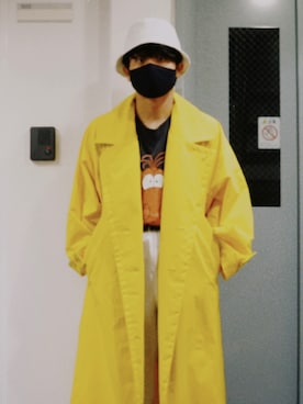 「アイテム（チェスターコート、イエロー系）」を使った、たーせーさん（メンズ・172cm）の春コーディネート