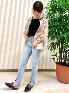 「アイテム（Tシャツ/カットソー、ブラック系）」を使った、𝚢𝚞𝚛𝚒𝚔𝚘❥さん（レディース・160cm）の夏コーディネート