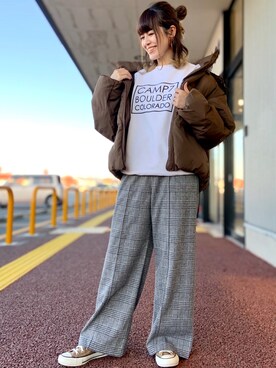 「Right-on（ライトオン）のアイテム（ナイロンジャケット）」を使った、𝚢𝚞𝚛𝚒𝚔𝚘❥さん（レディース・160cm）の秋コーディネート