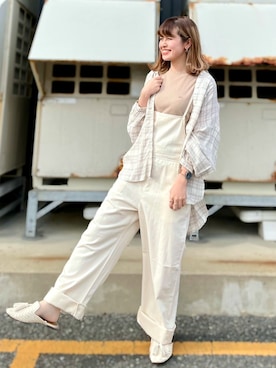 「アイテム（サロペット/オーバーオール）」を使った、𝚢𝚞𝚛𝚒𝚔𝚘❥さん（レディース・160cm）の春コーディネート