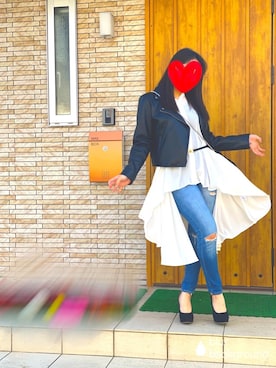 「WEGO（ウィゴー）のアイテム（ライダースジャケット）」を使った、misakiさん（レディース・157cm）の秋コーディネート