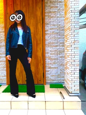 「WEGO（ウィゴー）のアイテム（ライダースジャケット）」を使った、misakiさん（レディース・157cm）の秋コーディネート