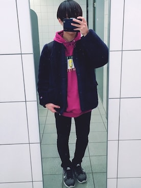 「Right-on（ライトオン）のアイテム（パーカー）」を使った、ざさん（メンズ・165cm）の冬コーディネート