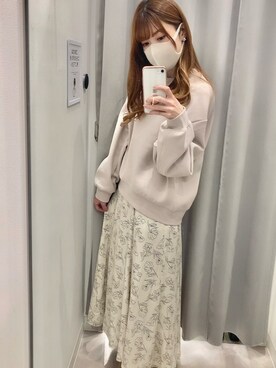 「ロンクスカート」｜「アイテム（スウェット）」を使った、みぃー❤︎さん（レディース・156cm）の冬コーディネート