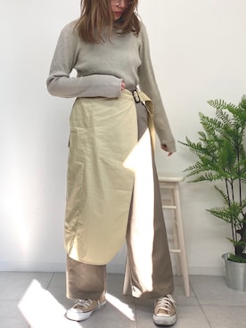 「アイテム（メガネ、ホワイト系）」を使った、みぎみみさん（レディース・161cm）の冬コーディネート