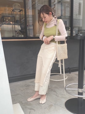 「ビーズバッグ」｜「アイテム（パンプス）」を使った、みぎみみさん（レディース・161cm）の夏コーディネート
