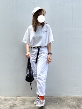 「UNIQLO（ユニクロ）の50色ソックス（消臭機能付き）（ソックス/靴下）」を使った、みぎみみさん（レディース・161cm）の夏コーディネート