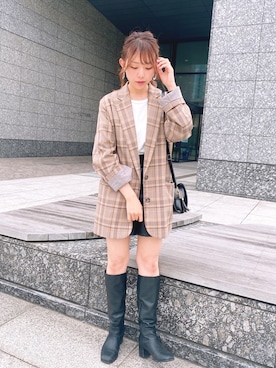 「apres jour mignon（アプレジュールミニョン）のアイテム（テーラードジャケット）」を使った、みぎみみさん（レディース・161cm）の春コーディネート