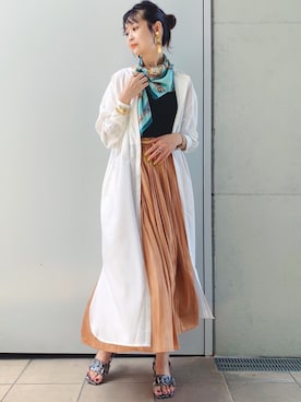 「シャツワンピ」｜「アイテム（バンダナ/スカーフ）」を使った、Yukkyさん（レディース・165cm）の夏コーディネート