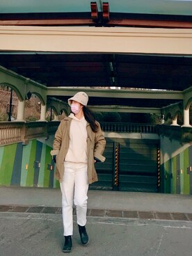 「PULL&BEAR（プルアンドベア）のアイテム（トレンチコート）」を使った、Summerwine607 さん（レディース・166cm）の冬コーディネート