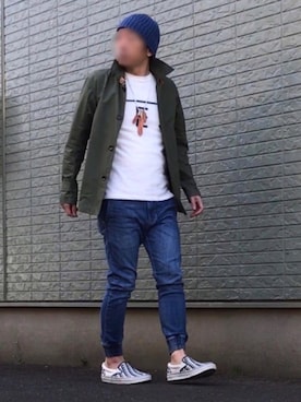 「パイル」｜「アイテム（ステンカラーコート）」を使った、のぶさん（メンズ・167cm）の春コーディネート