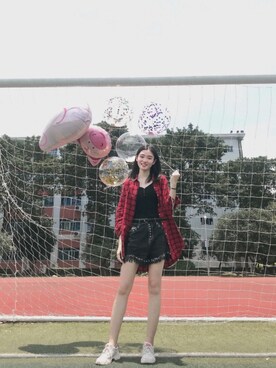「盐系风格」｜「アイテム（キャミソール）」を使った、akoacocoさん（レディース・172cm）の春コーディネート