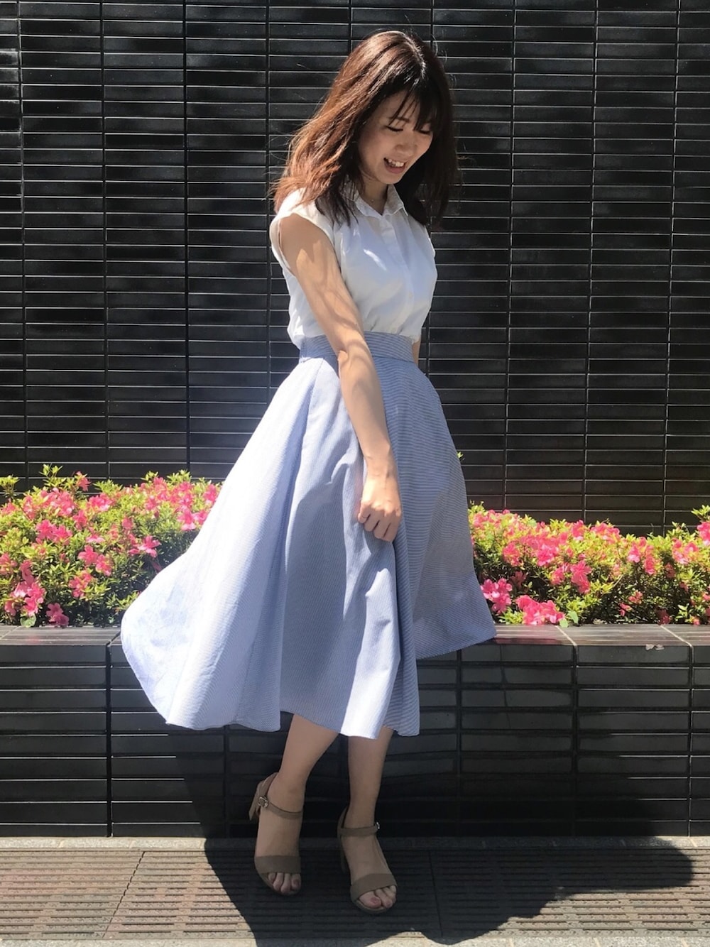 アニュー　ネイビースカート　XS M相当 リアルスタイル REAL STYLE スカート レディース 40代 膝丈