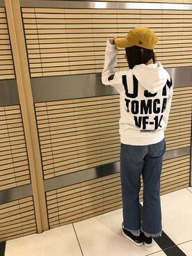 「フリンジデニム」｜「アイテム（帽子）」を使った、MURATA AYAKOさん（レディース・158cm）の秋コーディネート
