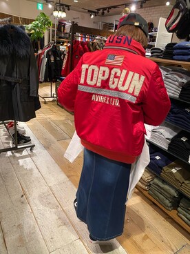 「アイテム（ミリタリージャケット、レッド系）」を使った、MURATA AYAKOさん（レディース・158cm）の秋コーディネート