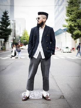 「Scye（サイ）のアイテム（テーラードジャケット）」を使った、菅原 大翔さん（メンズ・173cm）の夏コーディネート