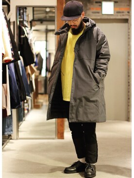 「Pledge（プレッジ）のアイテム（パンツ）」を使った、菅原 大翔さん（メンズ・173cm）の冬コーディネート