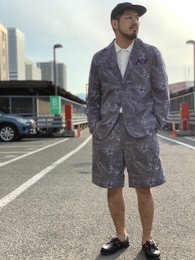 「HBNS（ハバノス）のアイテム（パンツ）」を使った、菅原 大翔さん（メンズ・173cm）の春コーディネート