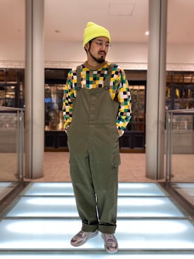 「BIG MAC（ビッグマック）のアイテム（サロペット/オーバーオール）」を使った、菅原 大翔さん（メンズ・173cm）の冬コーディネート