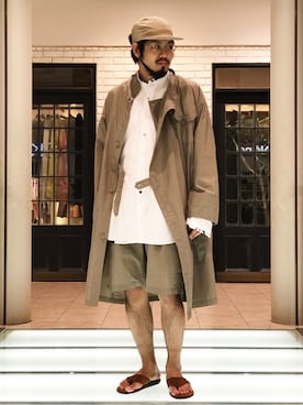 「Engineered Garments（エンジニアードガーメンツ）のアイテム（その他アウター）」を使った、菅原 大翔さん（メンズ・173cm）の春コーディネート