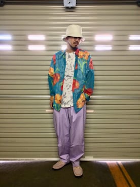 「MANEBU（マネブ）のアイテム（サンダル）」を使った、菅原 大翔さん（メンズ・173cm）の春コーディネート
