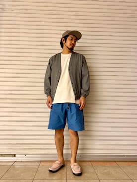「MANEBU（マネブ）のアイテム（サンダル）」を使った、菅原 大翔さん（メンズ・173cm）の春コーディネート