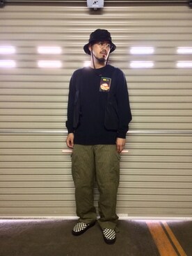 「SURROUND（サラウンド）のアイテム」を使った、菅原 大翔さん（メンズ・173cm）の春コーディネート