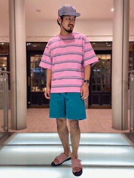 「MANEBU（マネブ）のアイテム（サンダル）」を使った、菅原 大翔さん（メンズ・173cm）の夏コーディネート