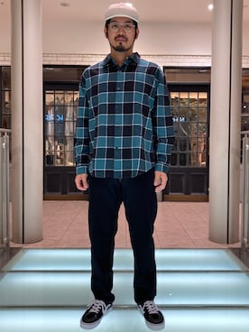 「BRAIN DEAD（ブレインデット）のアイテム（帽子）」を使った、菅原 大翔さん（メンズ・173cm）の夏コーディネート