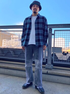 「JOHN MASON SMITH（ジョンメイソンスミス）のアイテム（パンツ）」を使った、菅原 大翔さん（メンズ・173cm）の秋コーディネート