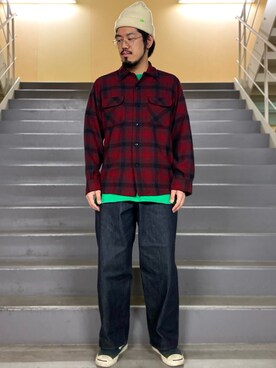 「アイテム（ニットキャップ/ビーニー、ホワイト系）」を使った、菅原 大翔さん（メンズ・173cm）の冬コーディネート