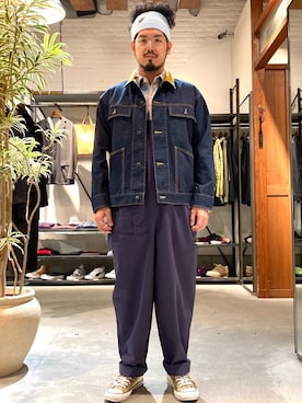 「ヘアバンド」｜「アイテム（サロペット/オーバーオール）」を使った、菅原 大翔さん（メンズ・173cm）の冬コーディネート