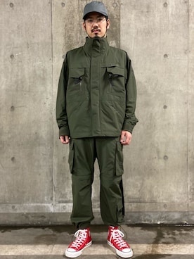 「WILD THINGS（ワイルドシングス）のアイテム（ミリタリージャケット）」を使った、菅原 大翔さん（メンズ・173cm）の冬コーディネート