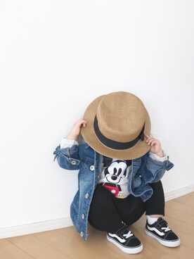 「ミッキーT」｜「アイテム（デニムジャケット）」を使った、ㅤ ʀɪɴᴏさん（キッズ・70cm）の春コーディネート