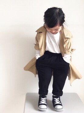 「アイテム（トレンチコート）」を使った、ㅤ ʀɪɴᴏさん（キッズ・80cm）の冬コーディネート