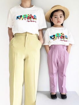 「LOWRYS FARM（ローリーズファーム）のカラーストレートパンツ　874457（その他パンツ、イエロー系）」を使った、ㅤ ʀɪɴᴏさん（キッズ・100cm）の夏コーディネート