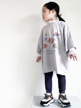 「bear meのアイテム（Tシャツ/カットソー、パープル系）」を使った、ㅤ ʀɪɴᴏさん（キッズ・100cm）の春コーディネート